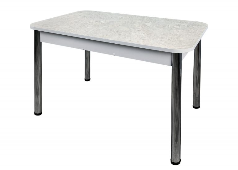 Стол Премьер раздвижной 170 x 90 (+50) см / Прямоугольный / Пластик Королевский опал светлый / Опора 4 Хром РУСТ